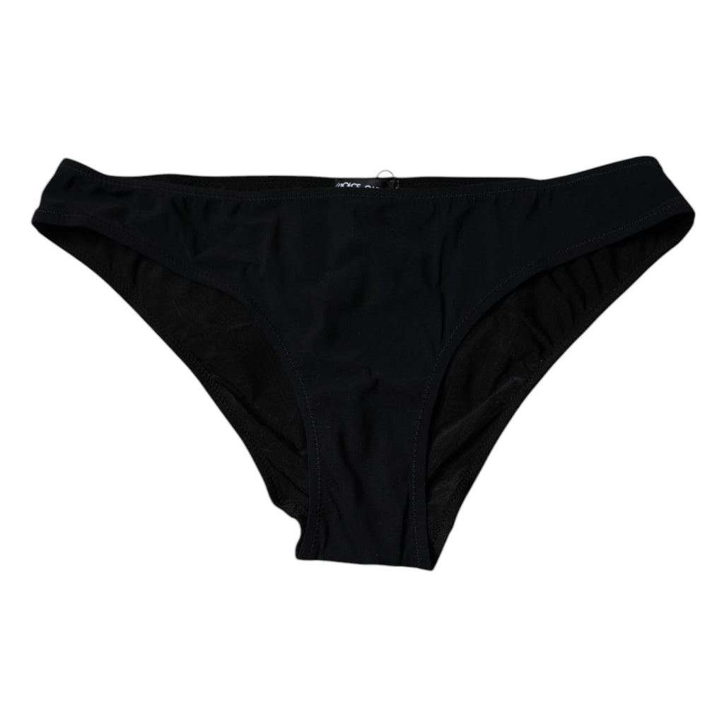 Schwarzer Slip aus Nylon-Stretch mit mittlerer Taille