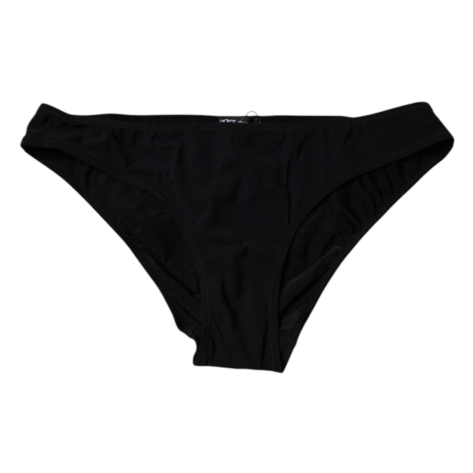 Schwarzer Slip aus Nylon-Stretch mit mittlerer Taille