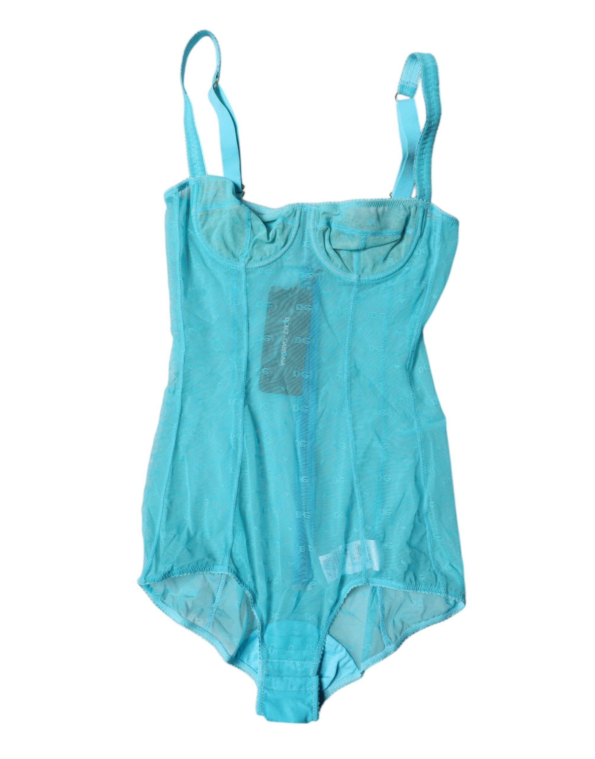 Blue Tulle Balconette Bra Bodysuit Underwear