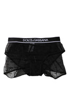 Black Tulle Nylon Mid Waist Panty Underwear