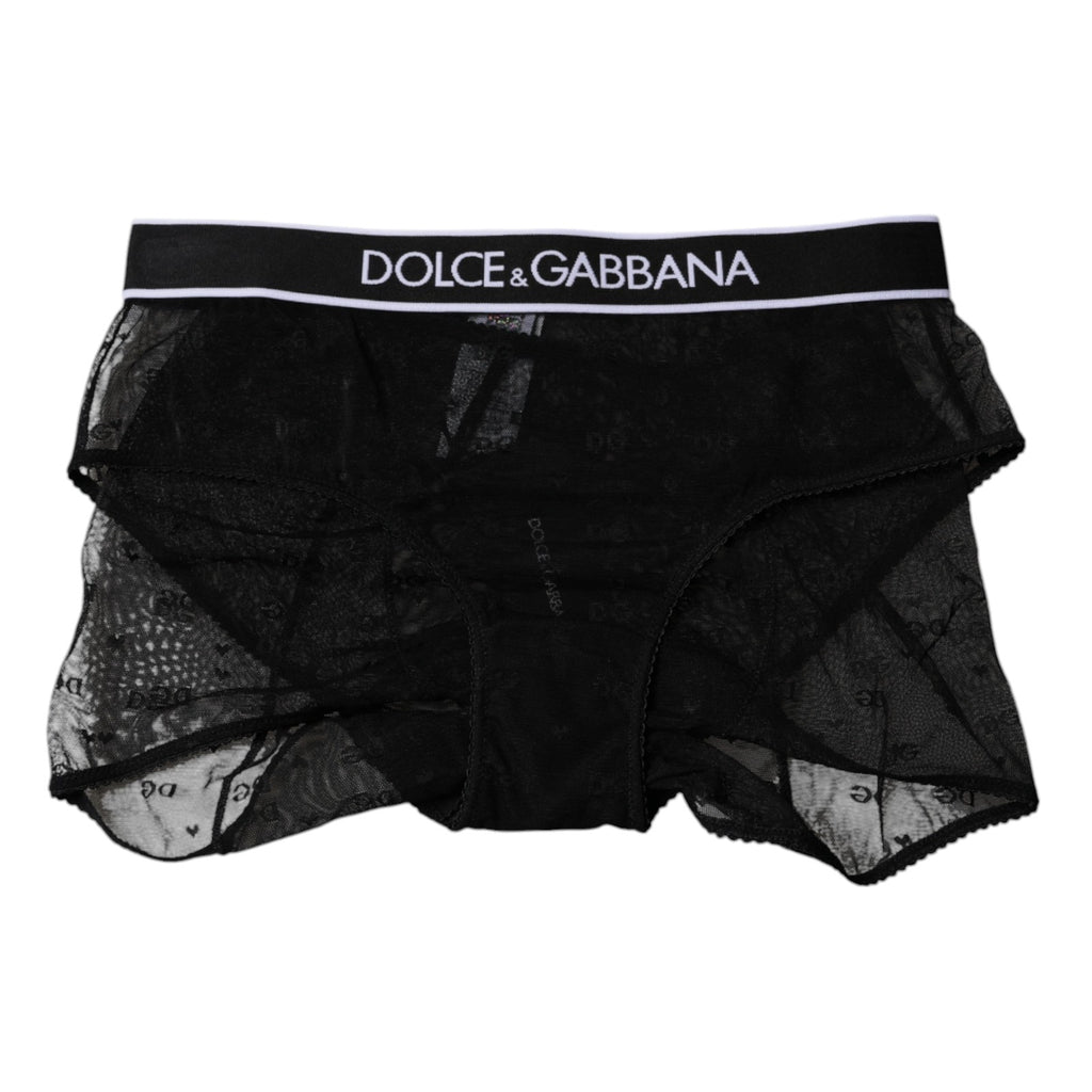 Black Tulle Nylon Mid Waist Panty Underwear