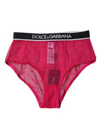 Fuchsia Tüll Nylon Unterhose Mid Waist