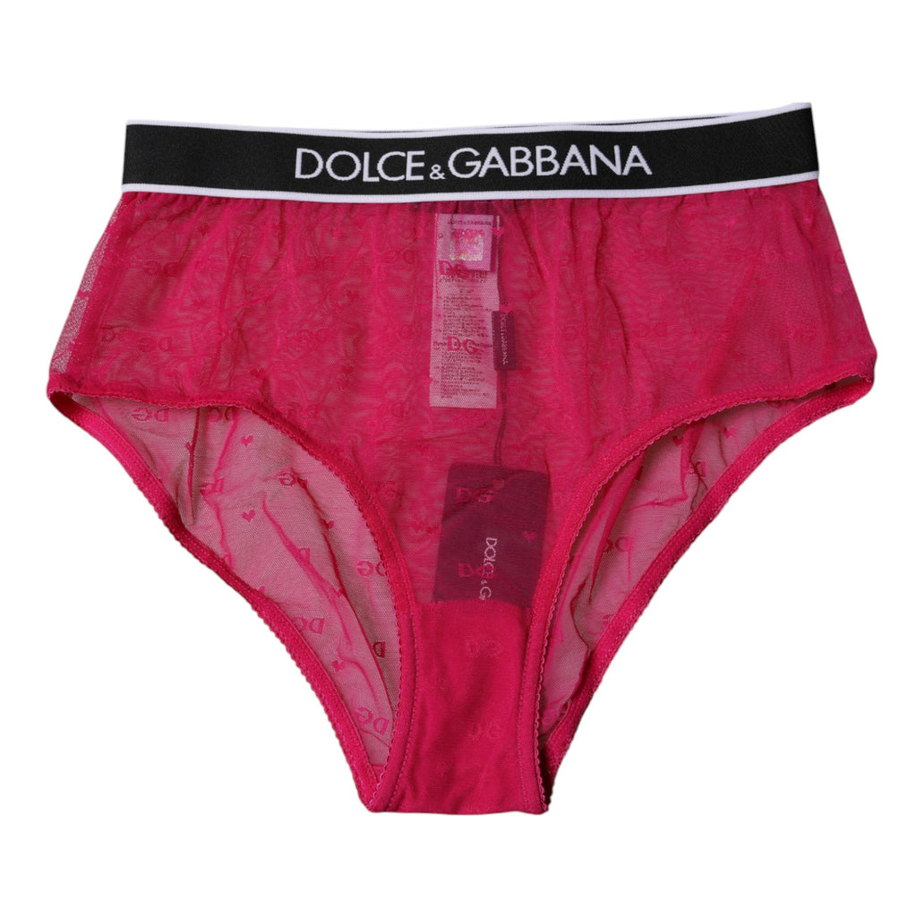 Fuchsia Tüll Nylon Unterhose Mid Waist
