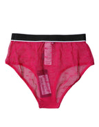 Fuchsia Tüll Nylon Unterhose Mid Waist