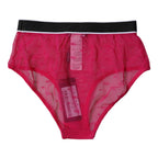 Fuchsia Tüll Nylon Unterhose Mid Waist