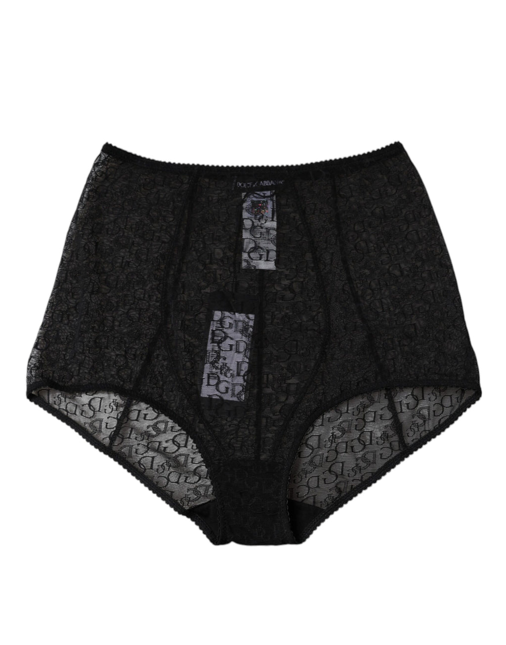 Schwarzer Logo Mieder Höschen Slip mit hoher Taille