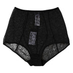 Schwarzer Logo Mieder Höschen Slip mit hoher Taille