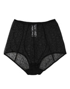 Schwarzer Logo Mieder Höschen Slip mit hoher Taille