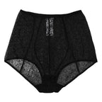 Schwarzer Logo Mieder Höschen Slip mit hoher Taille