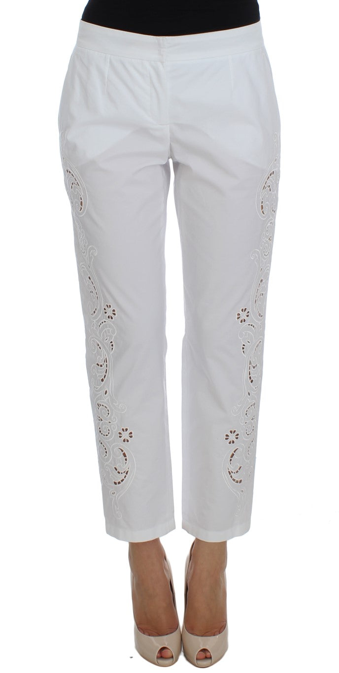 Weißes Kleid mit Blumenmuster und Cut-outs Sizilienhose