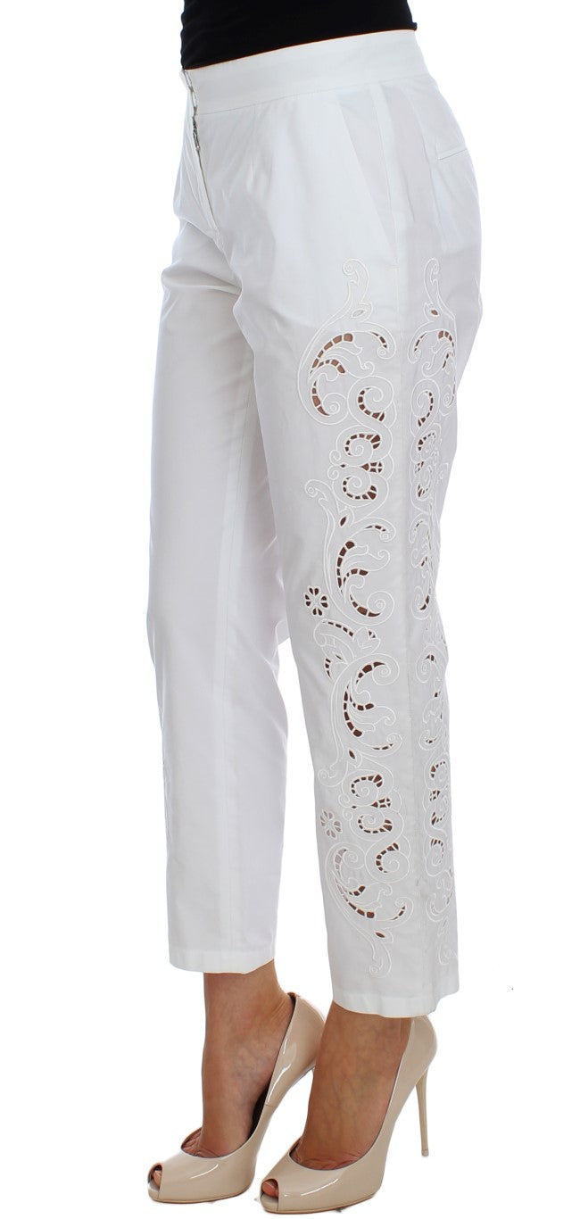 Weißes Kleid mit Blumenmuster und Cut-outs Sizilienhose