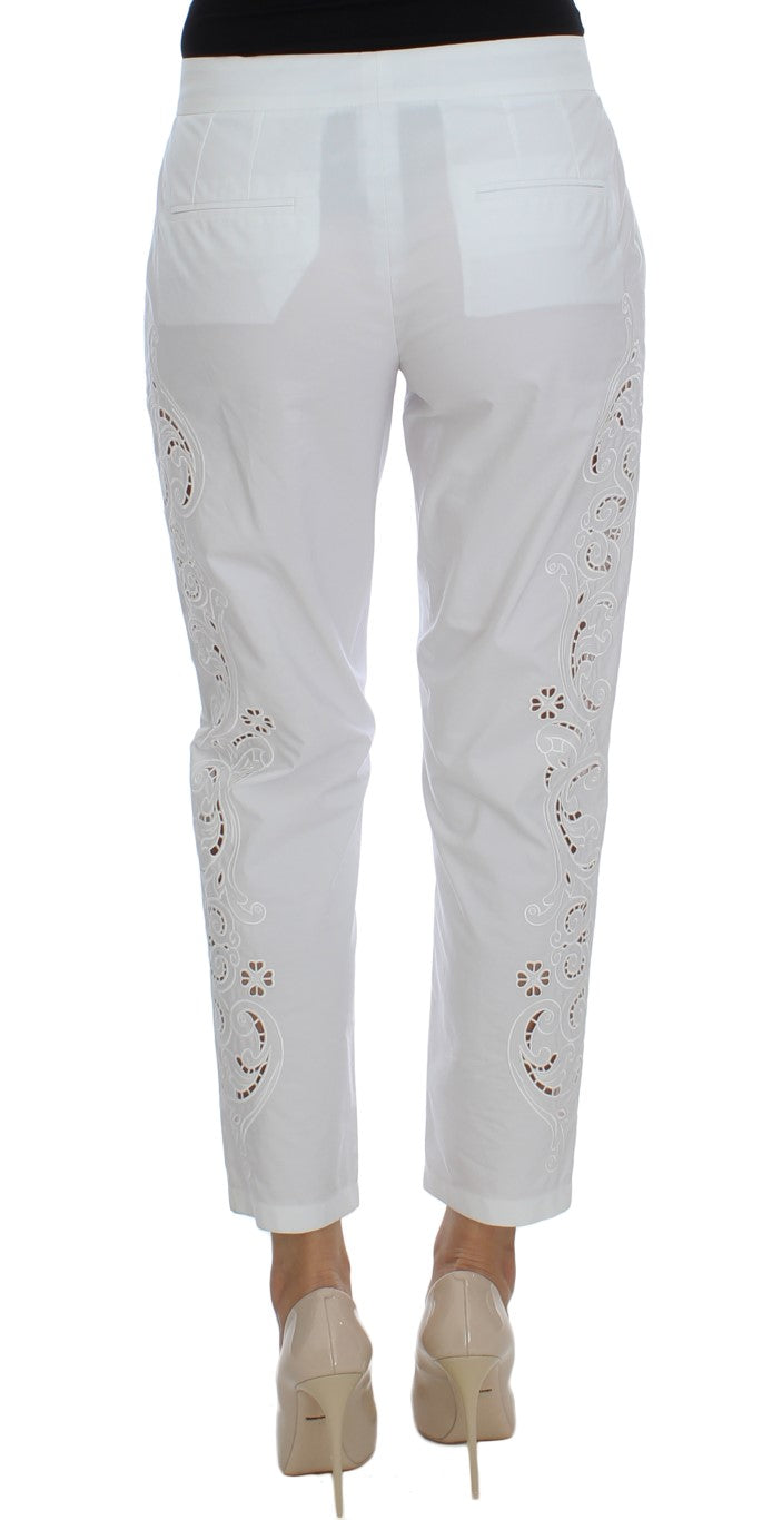 Weißes Kleid mit Blumenmuster und Cut-outs Sizilienhose