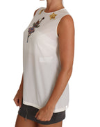 White Silk Embellished Crystal Sequin Fairy Top
