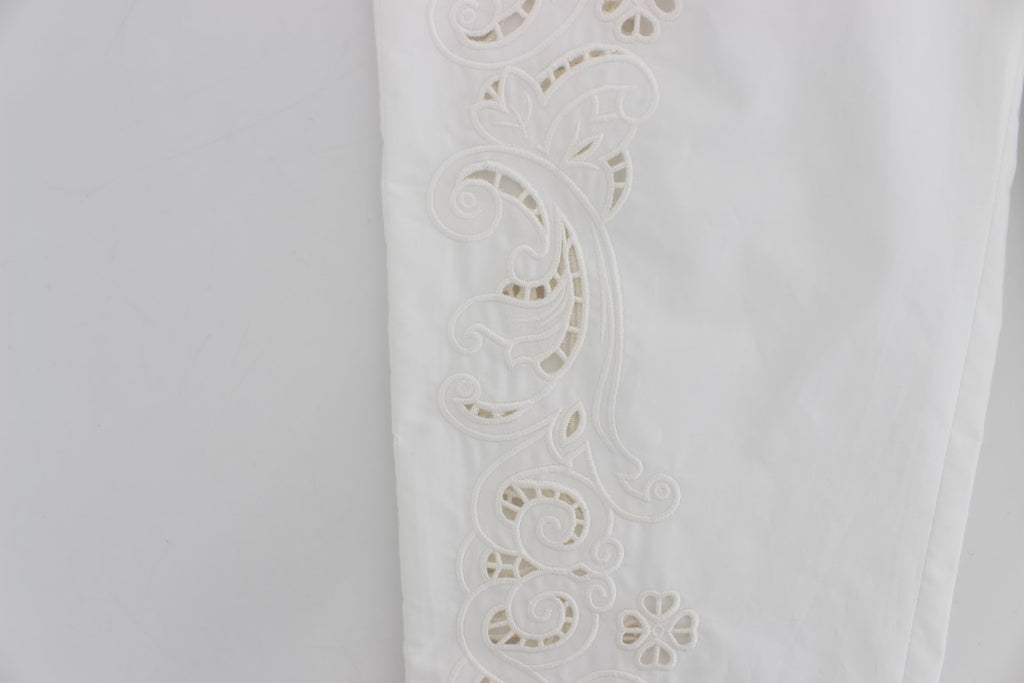 Weißes Kleid mit Blumenmuster und Cut-outs Sizilienhose