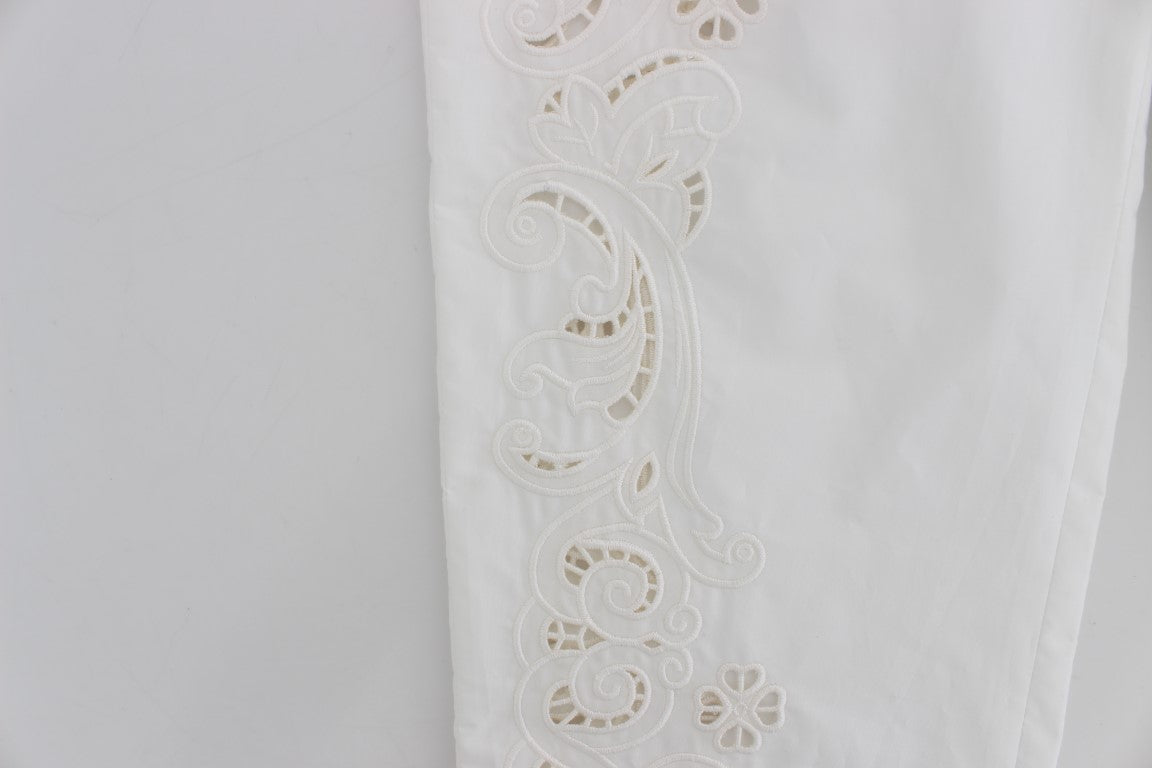 Weißes Kleid mit Blumenmuster und Cut-outs Sizilienhose