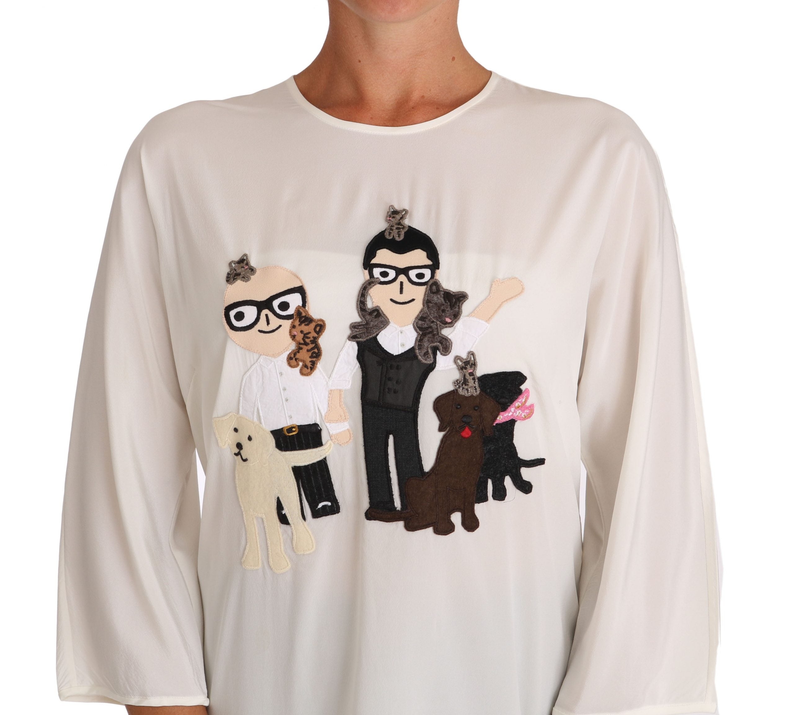 Weiße Seide #dgfamily Bluse T-Shirt