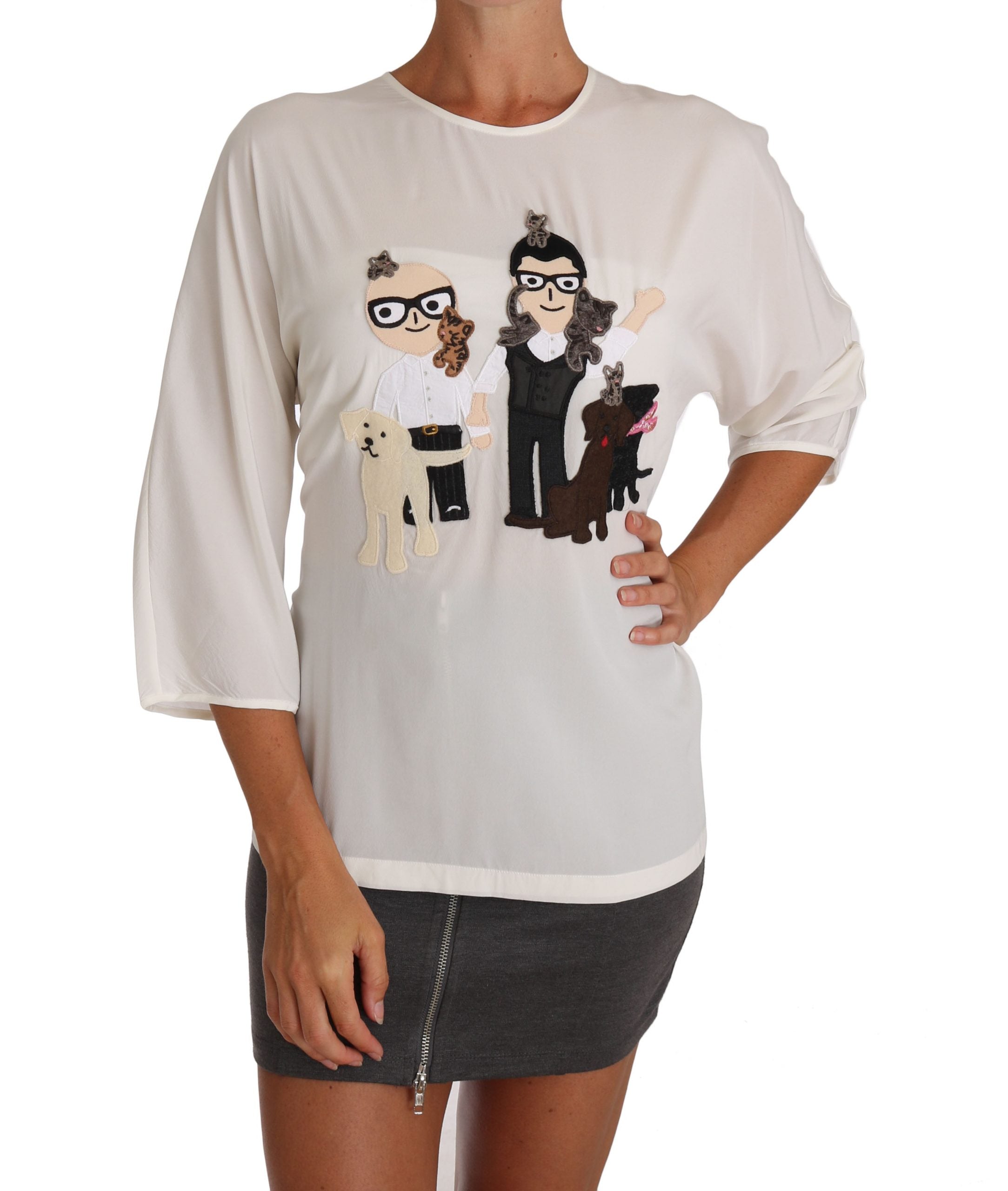 Weiße Seide #dgfamily Bluse T-Shirt