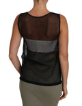 Schwarze transparente Bluse aus Netzstoff