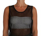 Schwarze transparente Bluse aus Netzstoff