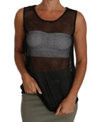 Schwarze transparente Bluse aus Netzstoff