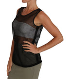 Schwarze transparente Bluse aus Netzstoff