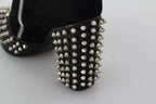 Black Suede Studded Heels Ankle Boots Shoes