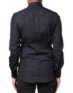 Dark Blue GOLD Cotton Long Sleeves Dress Shirt