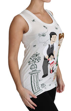 White Cotton #dgfamily Sleeveless Shirt Tank Top