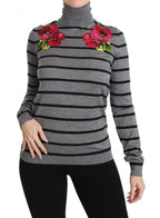 Gray Cashmere Silk Turtleneck Sweater