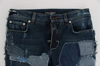 Stretch-Jeans-Shorts im Blue-Patchwork-Design