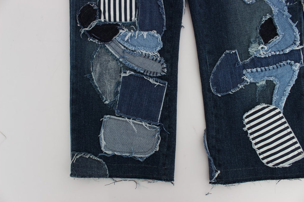 Stretch-Jeans-Shorts im Blue-Patchwork-Design