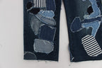 Stretch-Jeans-Shorts im Blue-Patchwork-Design