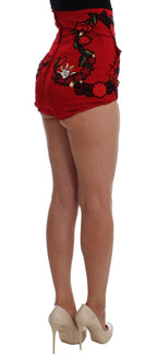 Rote Seidenkristallrosen-Shorts