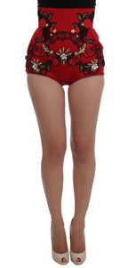 Rote Seidenkristallrosen-Shorts
