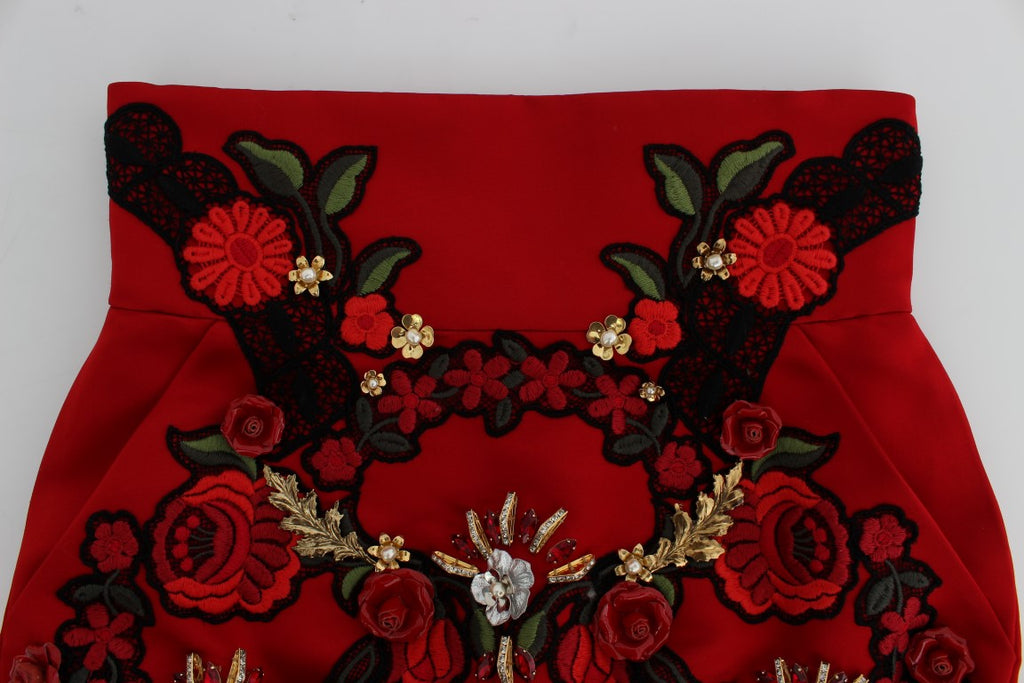 Rote Seidenkristallrosen-Shorts