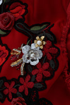 Rote Seidenkristallrosen-Shorts