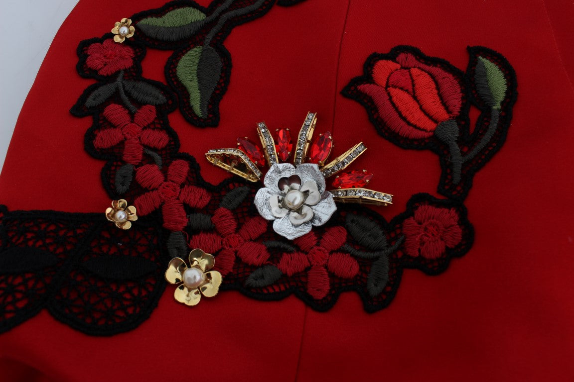 Rote Seidenkristallrosen-Shorts