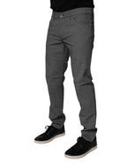 Gray Cotton Stretch Skinny Denim Jeans