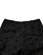 Black Logo Monogram Straight Pants