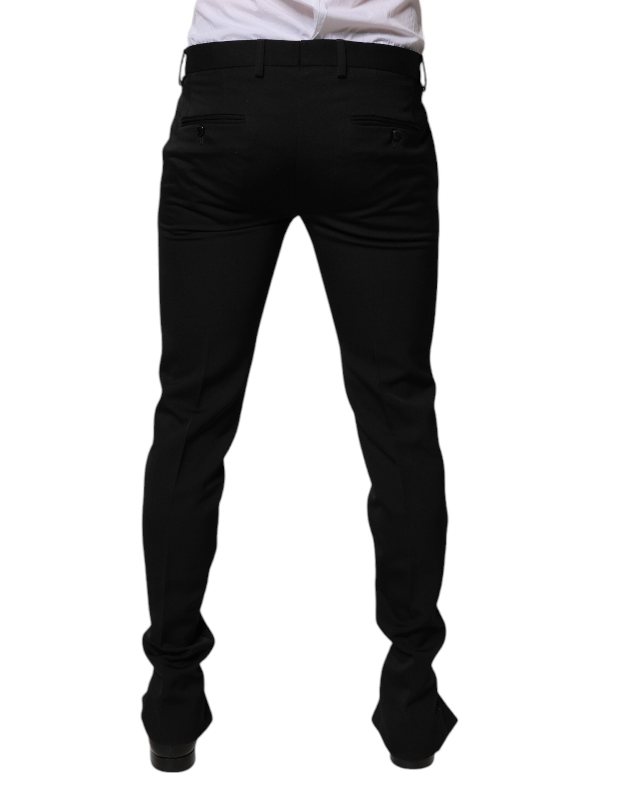 Schwarze, konisch zulaufende Business-Hose aus Wolle