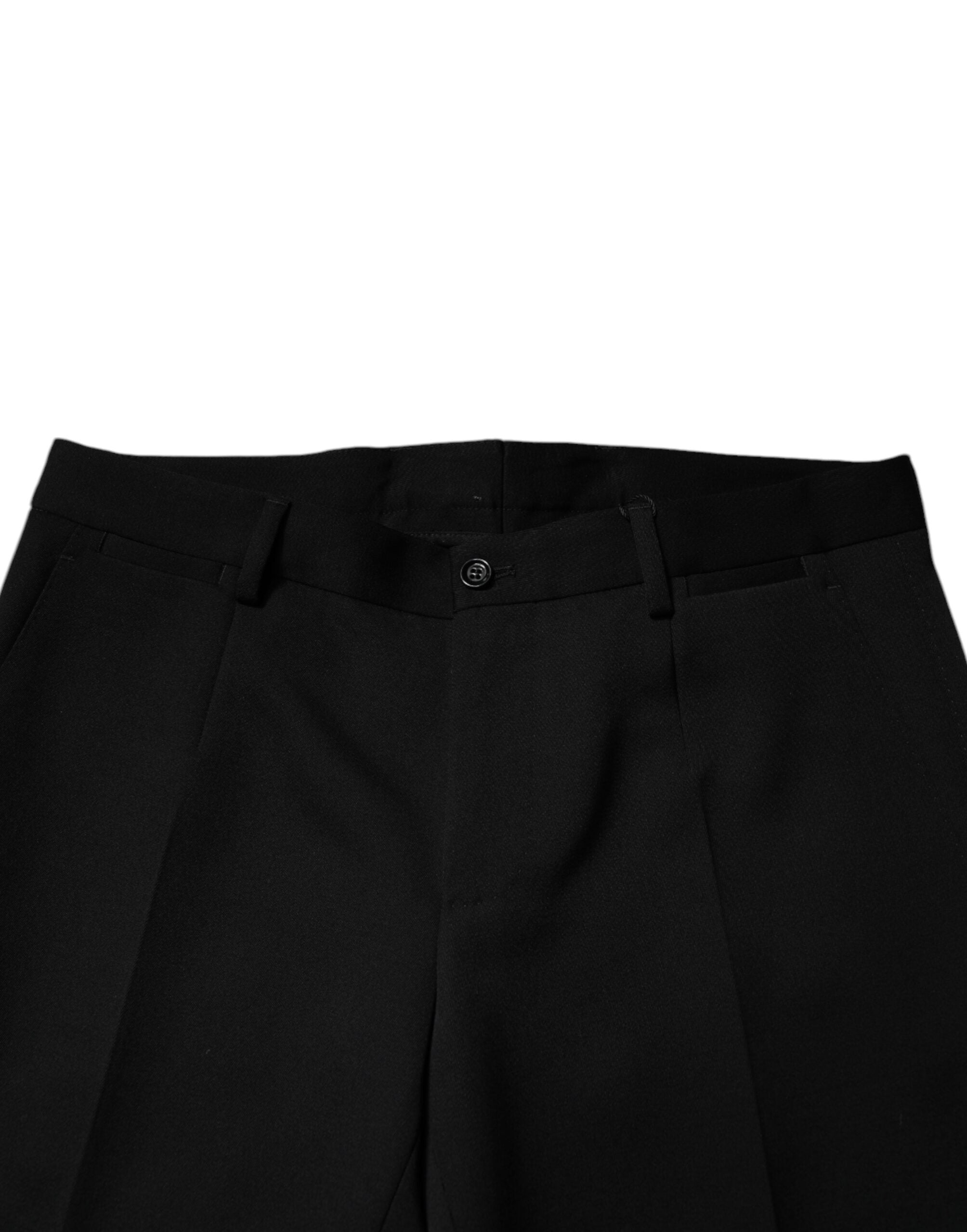 Schwarze, konisch zulaufende Business-Hose aus Wolle