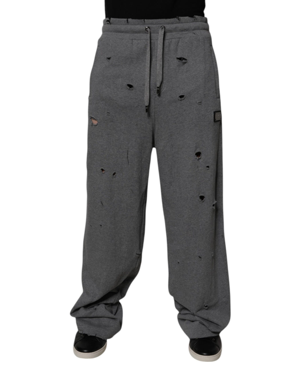 Graue Baumwolle RipStyle Gerade Sweatpants Hose