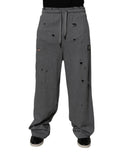 Graue Baumwolle RipStyle Gerade Sweatpants Hose