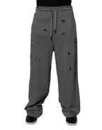 Graue Baumwolle RipStyle Gerade Sweatpants Hose