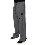 Graue Baumwolle RipStyle Gerade Sweatpants Hose