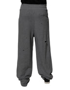Graue Baumwolle RipStyle Gerade Sweatpants Hose
