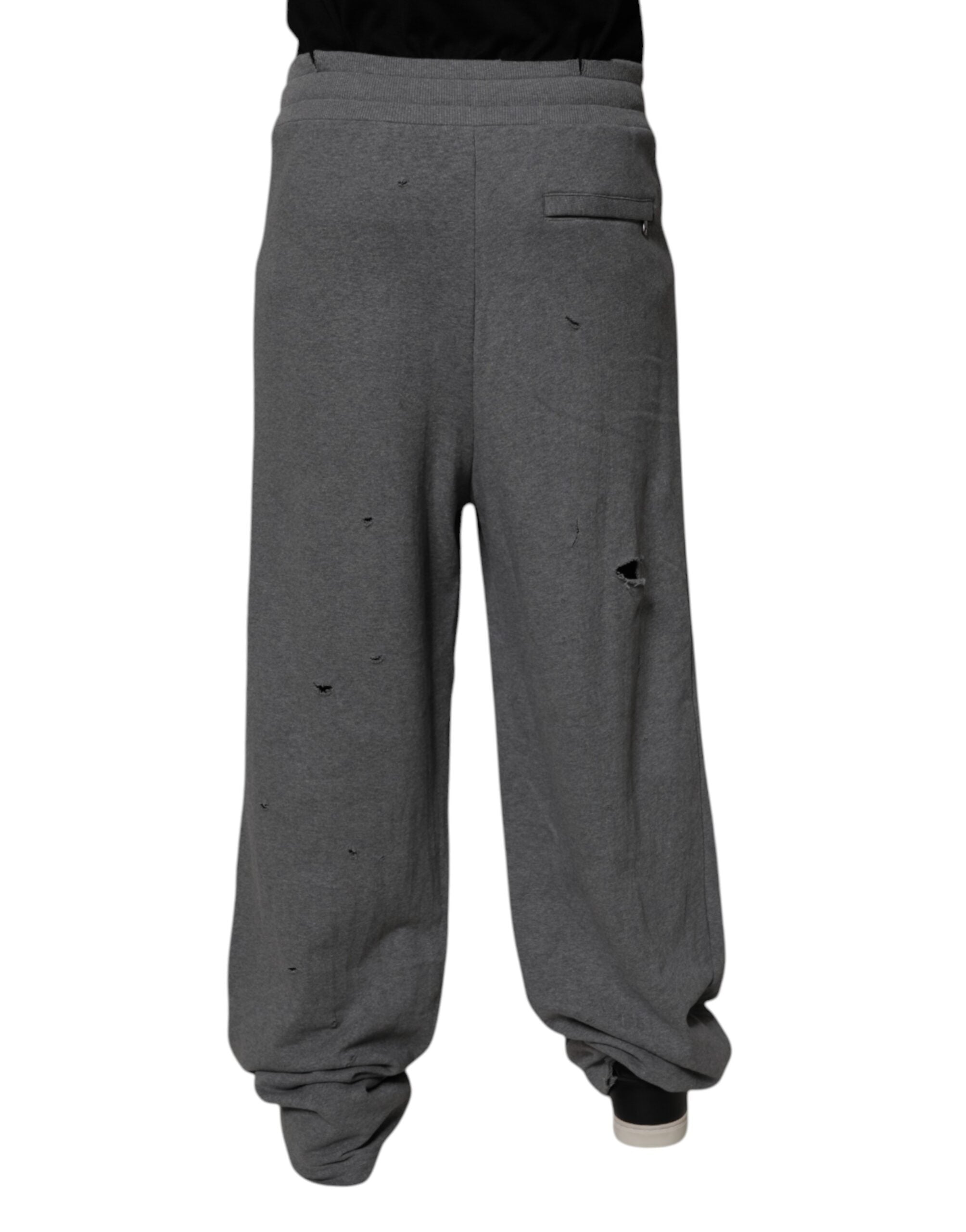 Graue Baumwolle RipStyle Gerade Sweatpants Hose