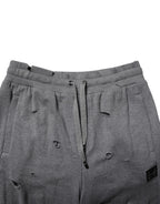 Graue Baumwolle RipStyle Gerade Sweatpants Hose