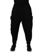 Schwarze Cargo Jogger Sweathose für Herren aus Baumwolle