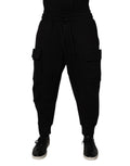 Schwarze Cargo Jogger Sweathose für Herren aus Baumwolle